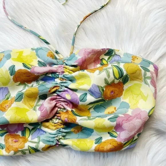 ZARA floral cinched halter crop top - Picture 10 of 12